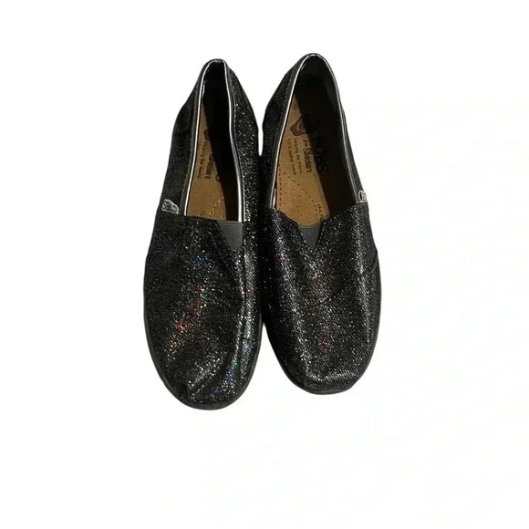 BOBS from Skechers Shoes - BOBS Shoes Womens black Sparkle Slip On Comfort Foam Casual Flats Slip US 6.5